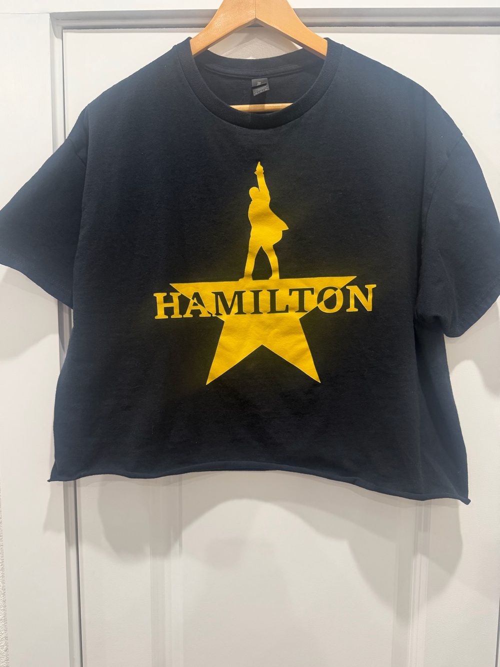 Hamilton Logo Women’s Crop T-Shirt in Black and Yellow